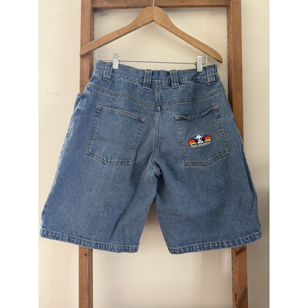VTG Y2K 90s ALIEN WORKSHOP Denim Half Shorts Size Small Skate Grunge Baggy